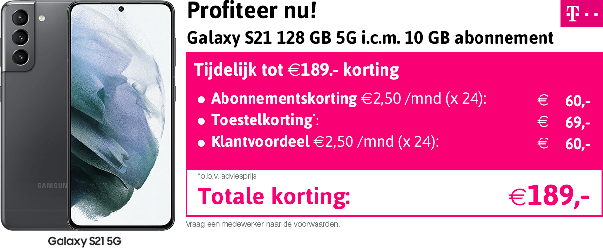 Samsung S21 T-Mobile superdeal vergelijkingstabel