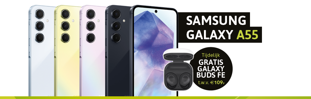 Om deze introductie te vieren, heeft Samsung nu een tijdelijke actie. Je krijgt nu gratis de Samsung Galaxy Buds FE t.w.v. €109,- bij aankoop van de Samsung Galaxy A55.