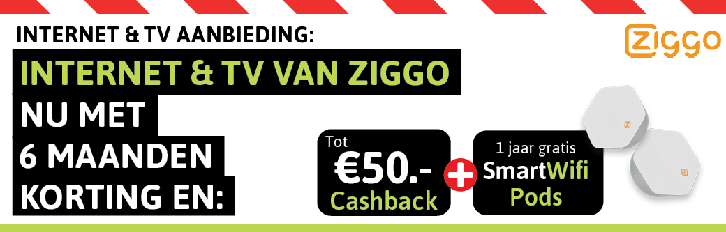 Ziggo Internet & TV aanbieding nu met gratis smartwifi pods en cashback!