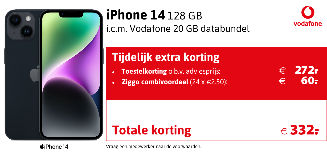Kortingstabel iPhone 14 Vodafone