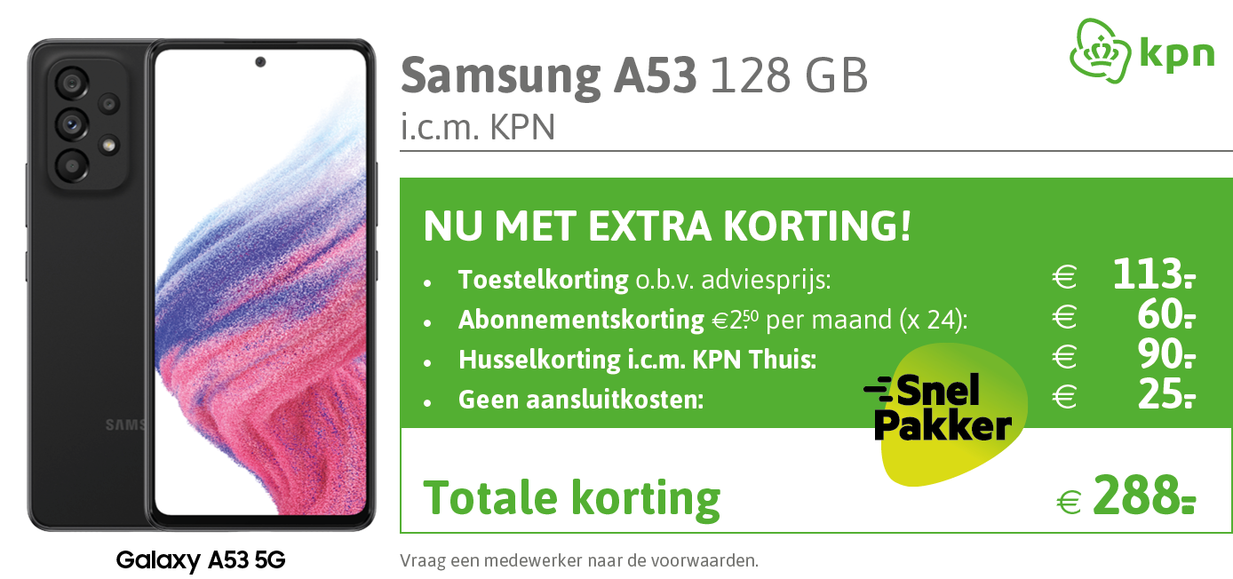 Kortingstabel Snelpakkers Samsung A53