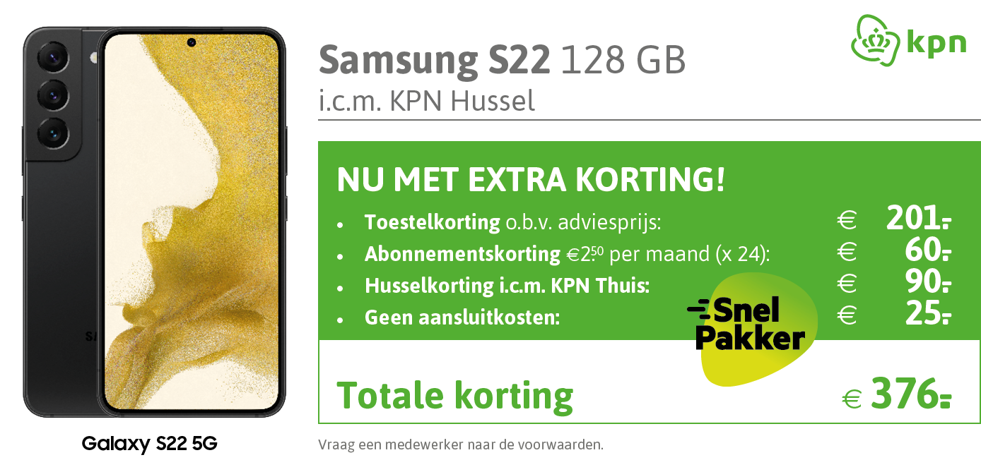 Kortingstabel Snelpakkers Samsung S22