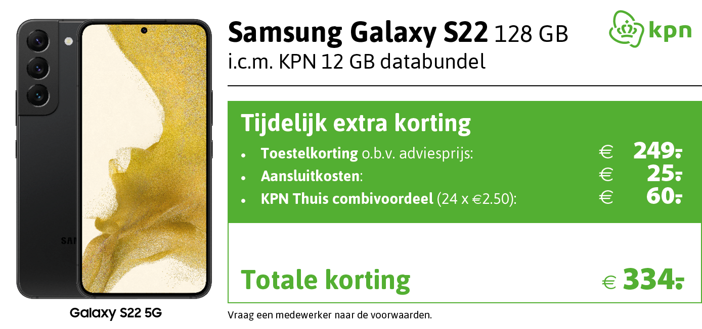 Kortingstabel KPN Samsung Galaxy S22