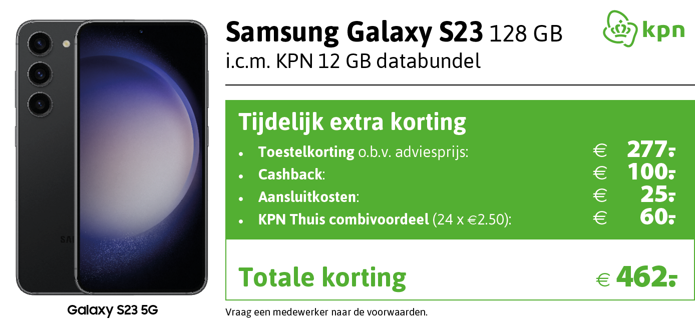 Kortingstabel KPN Samsung Galaxy S23