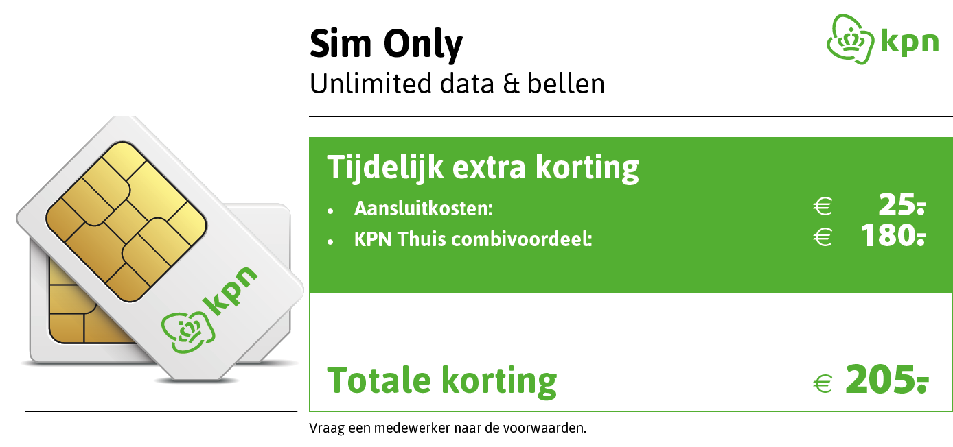 kortingstabel kpn sim only