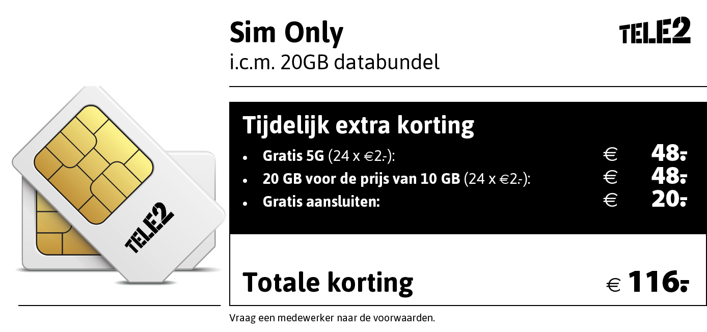 Kortingstabel Sim Only Tele2