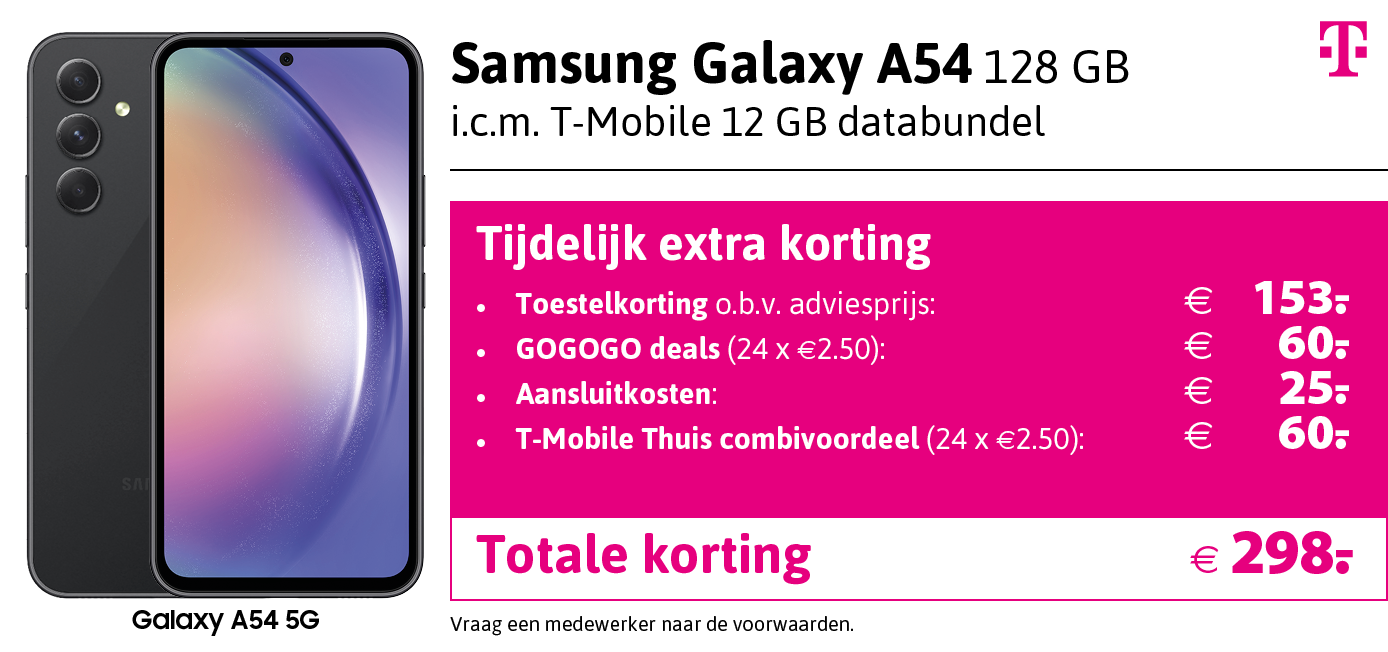 Kortingstabel T-Mobile Samsung Galaxy A54