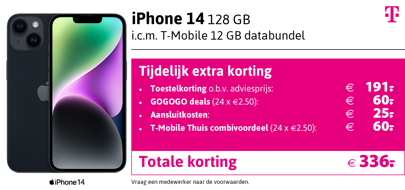 Kortingstabel T-Mobile iPhone 14