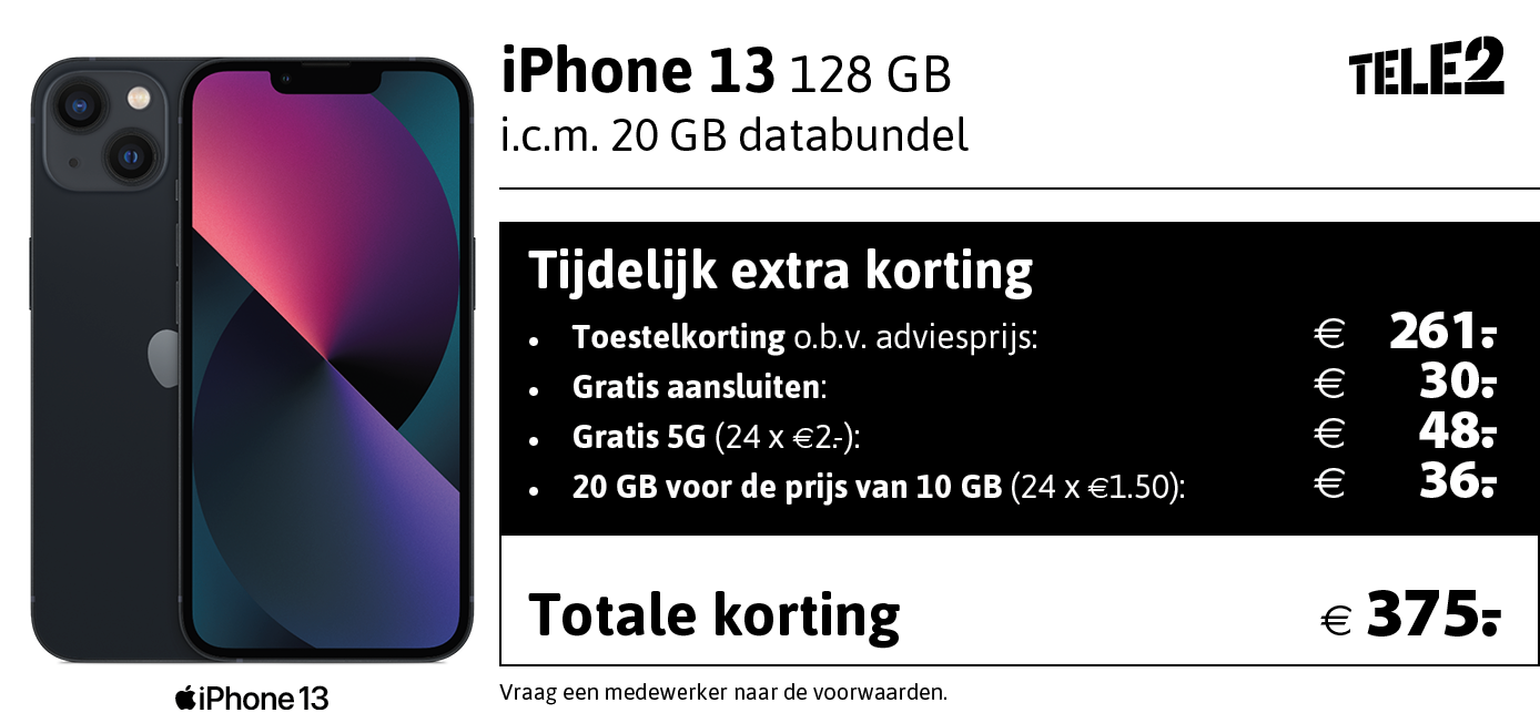 Kortingstabel Tele2 iPhone 13