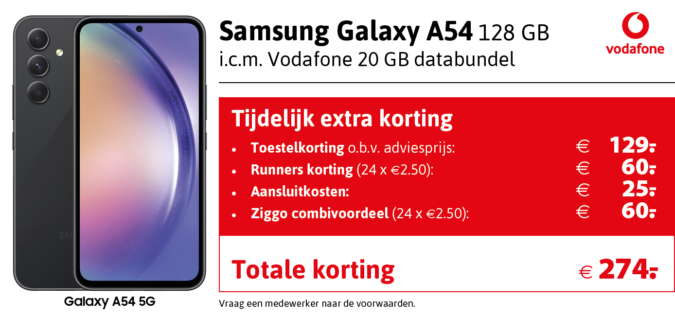 Kortingstabel Vodafone Samsung A54