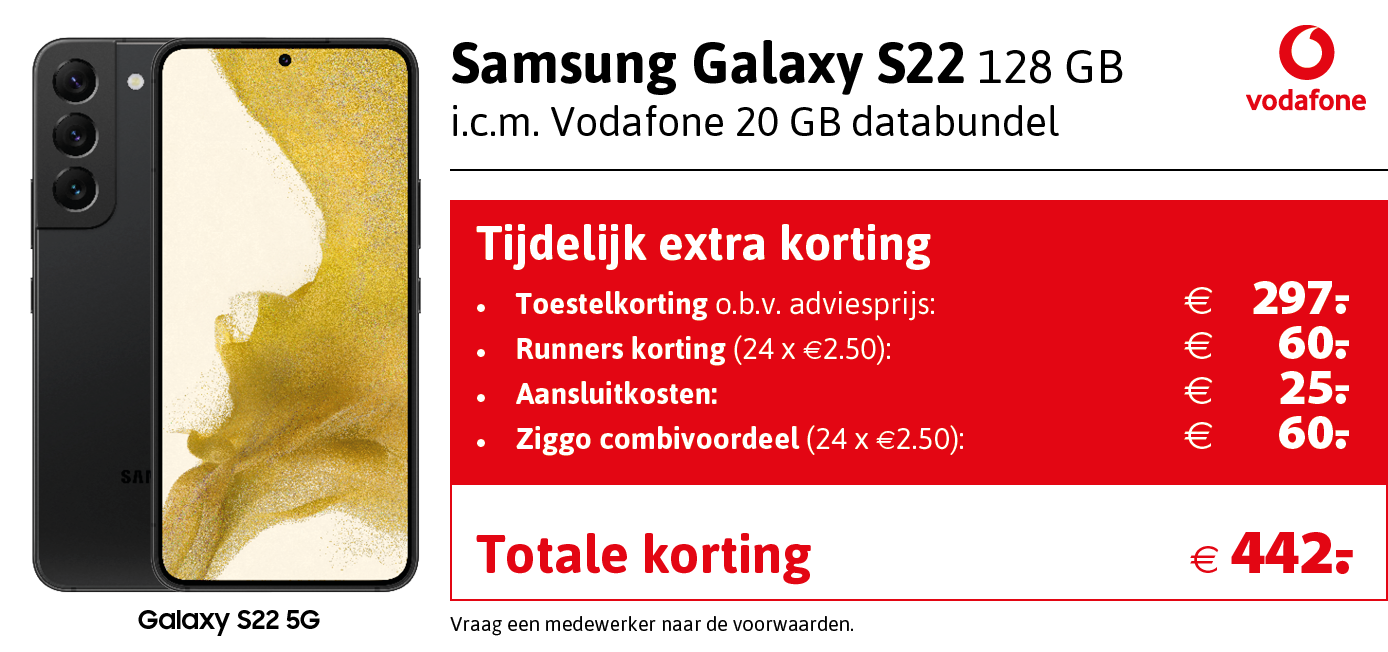 Kortingstabel Vodafone Samsung Galaxy S22