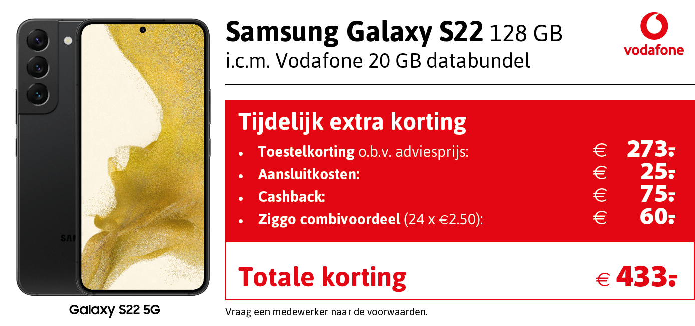 Kortingstabel Vodafone Samsung Galaxy S22