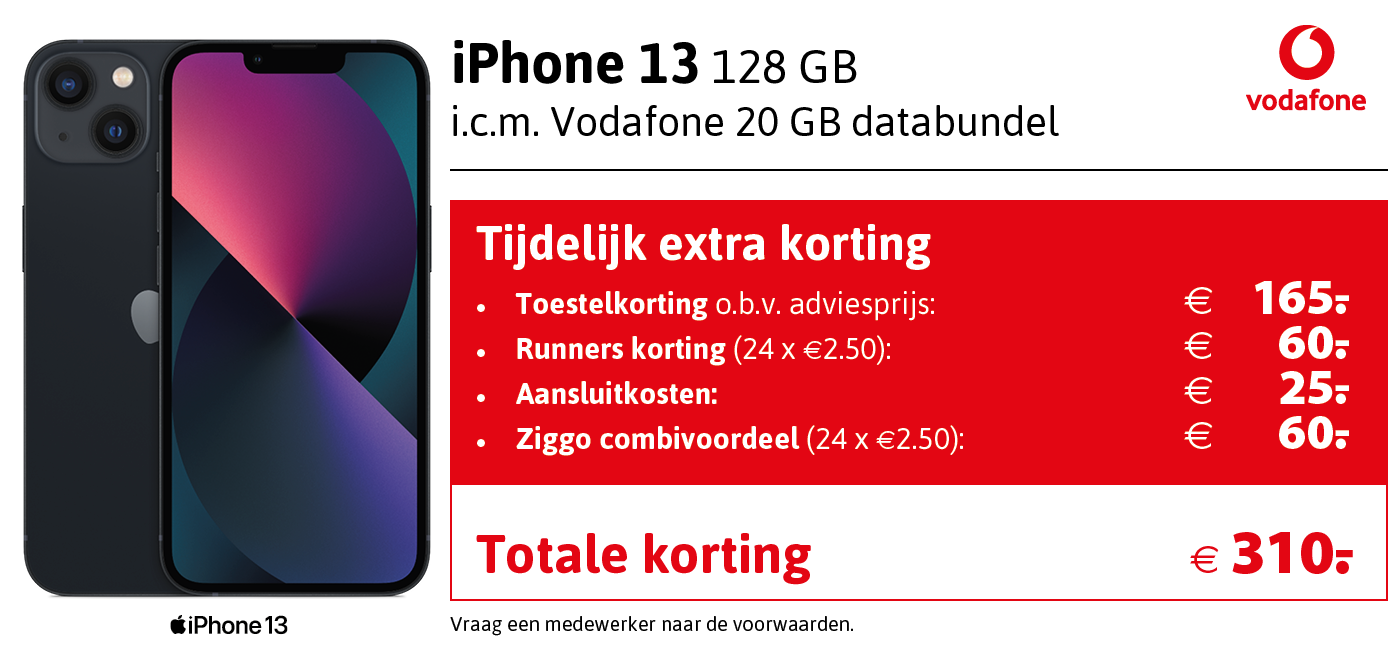 Kortingstabel Vodafone iPhone 13