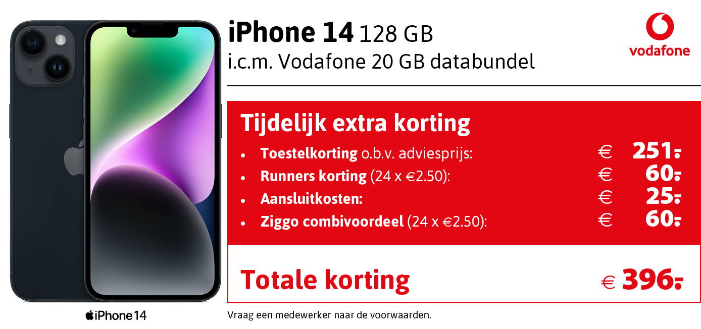 Kortingstabel Vodafone iPhone 14
