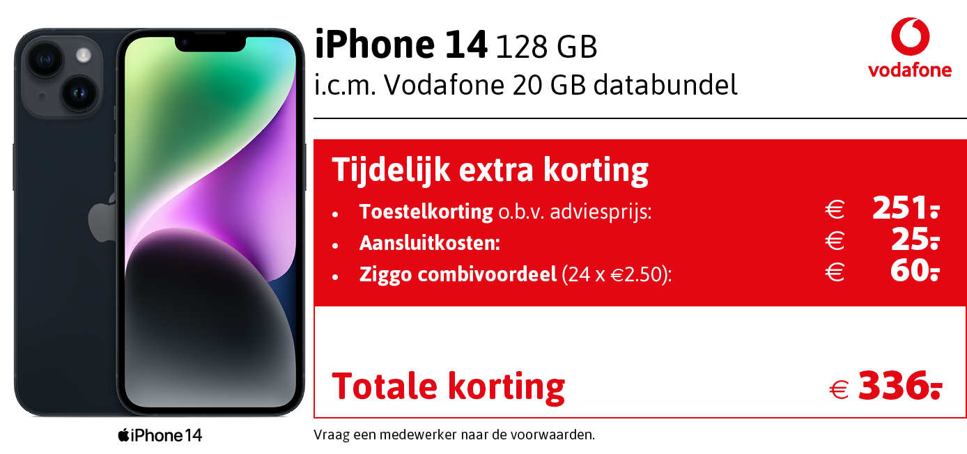 Kortingstabel Vodafone iPhone 14