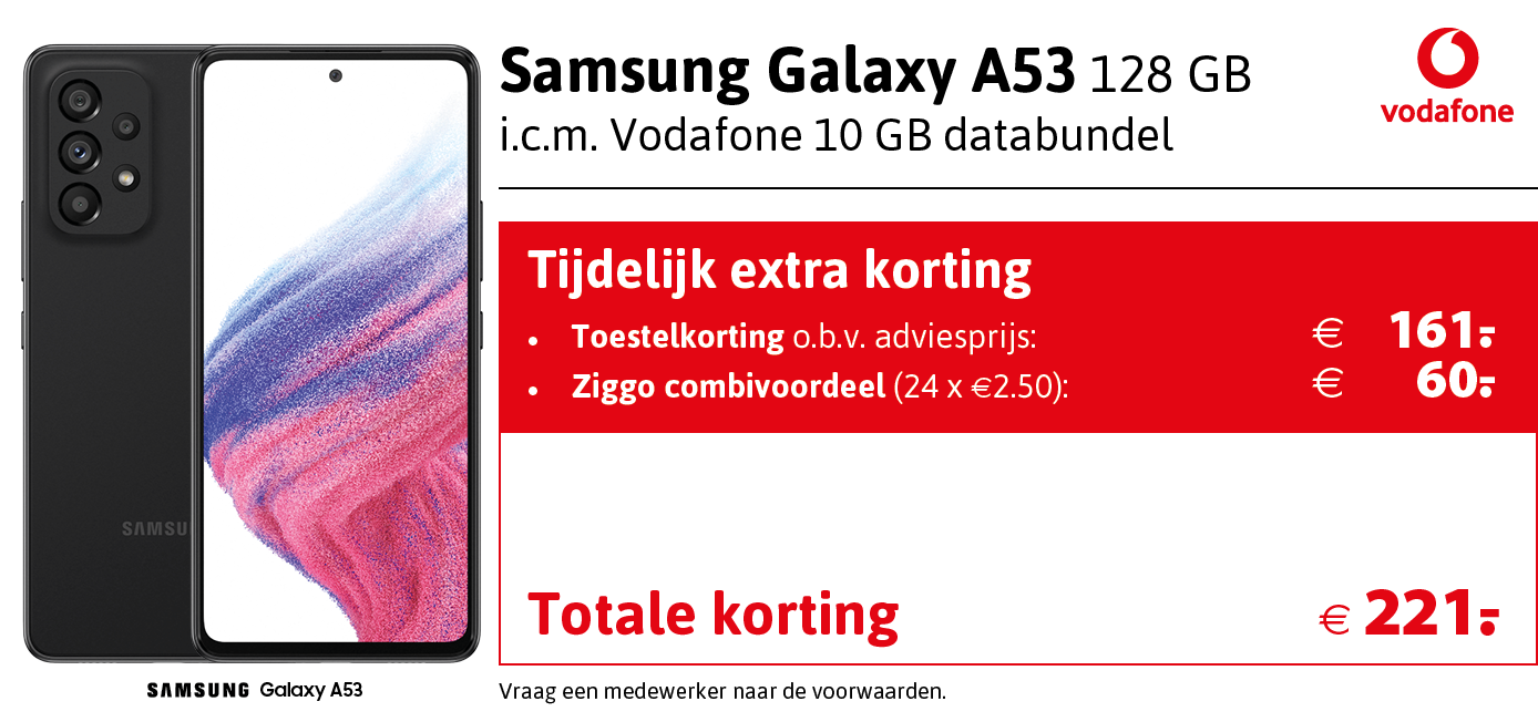 Kortingstabel Vodafone Samsung A53