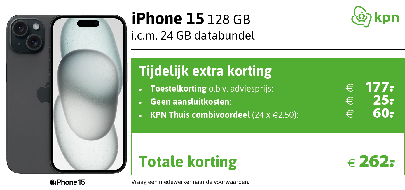 Kortingstabel iPhone 15 KPN