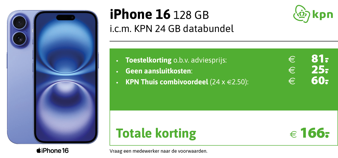 Kortingstabel iPhone 16