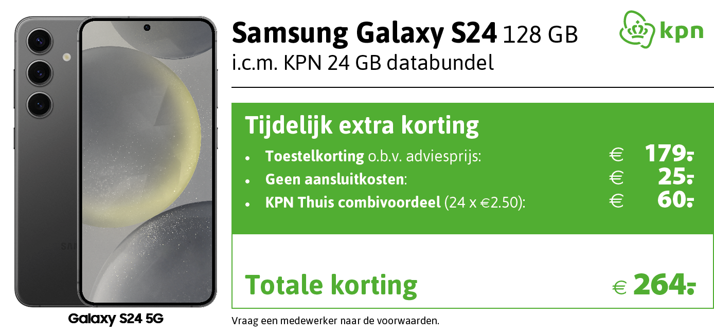 Beste KPN aanbieding Samsung Galaxy S24