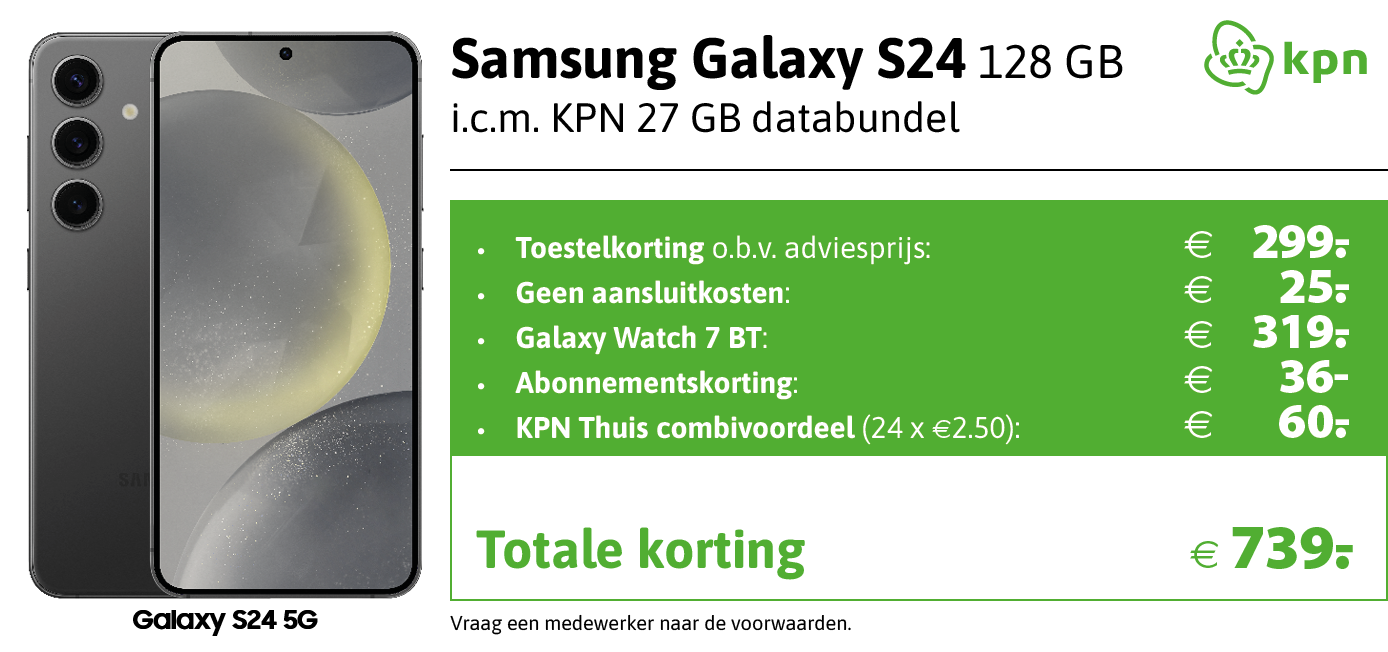 KPN Snelpakkers aanbieding Samsung Galaxy S24