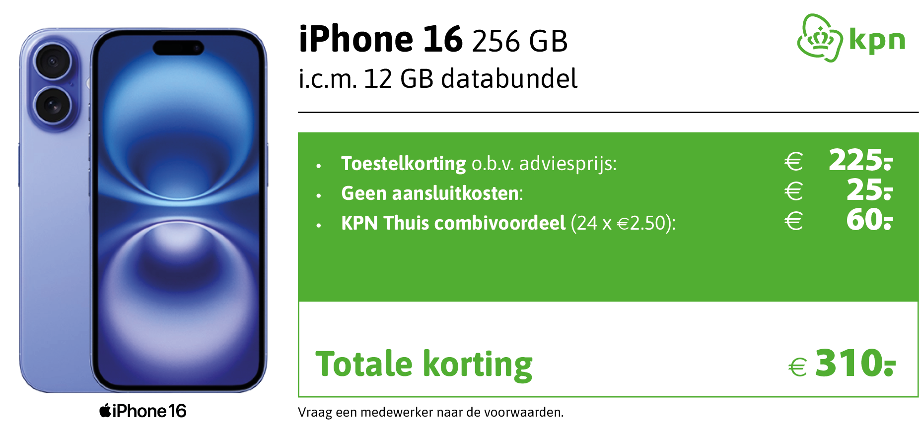 kortingstabel iphone 16
