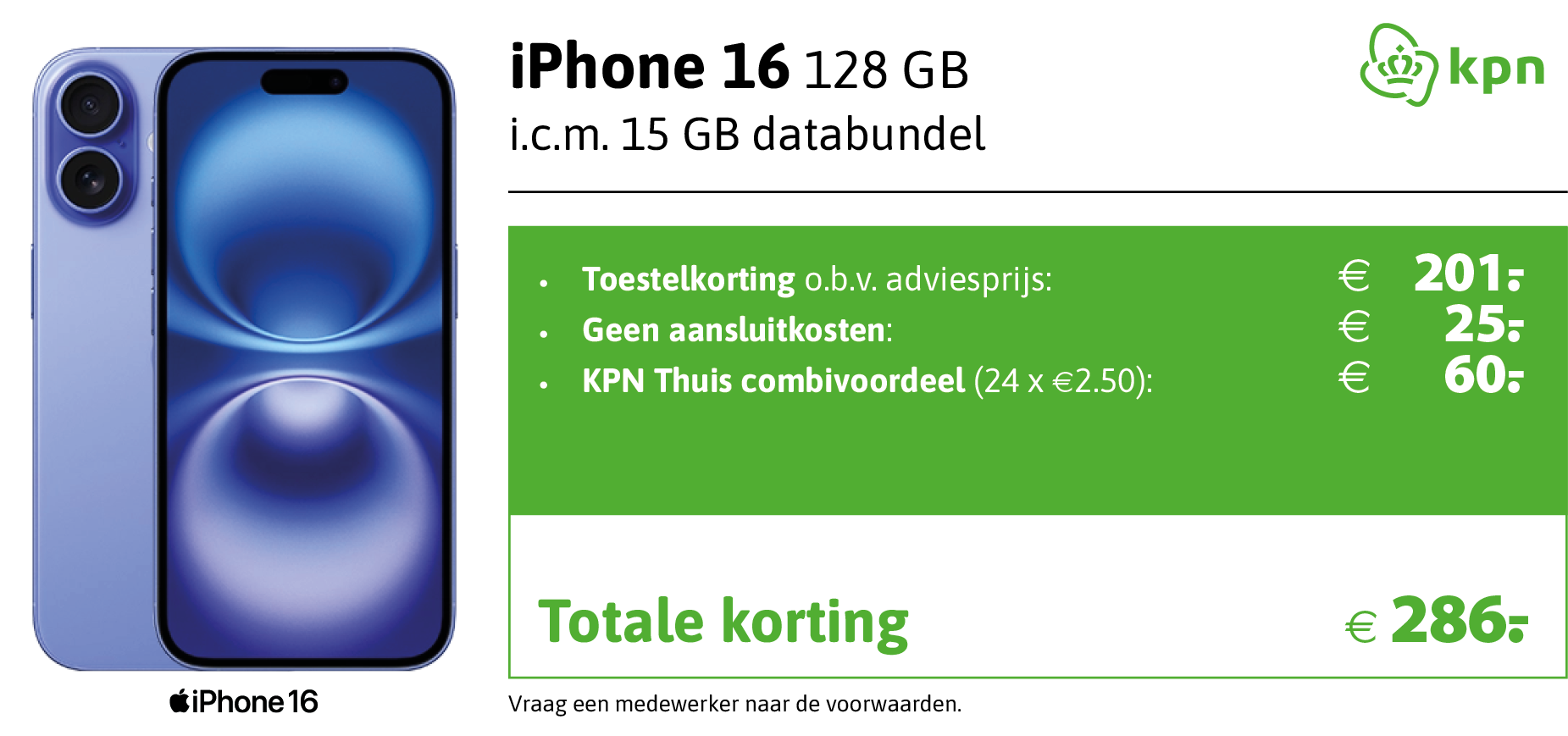 kortingstabel iphone 16