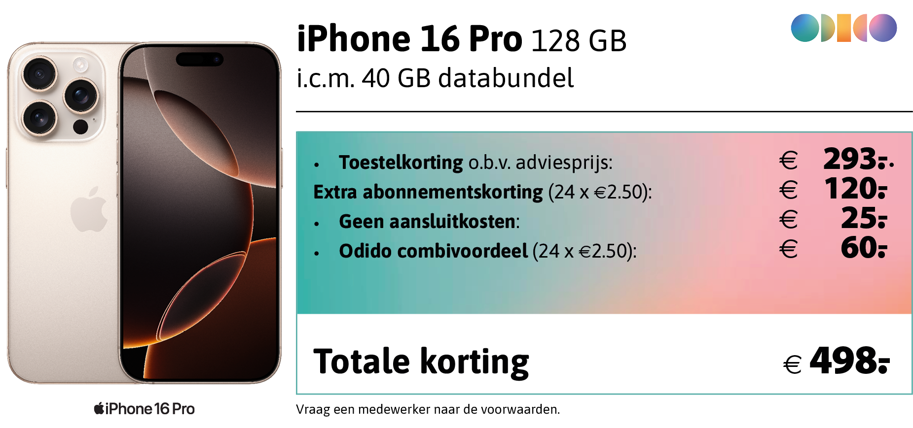 kortingstabel iphone 16 pro
