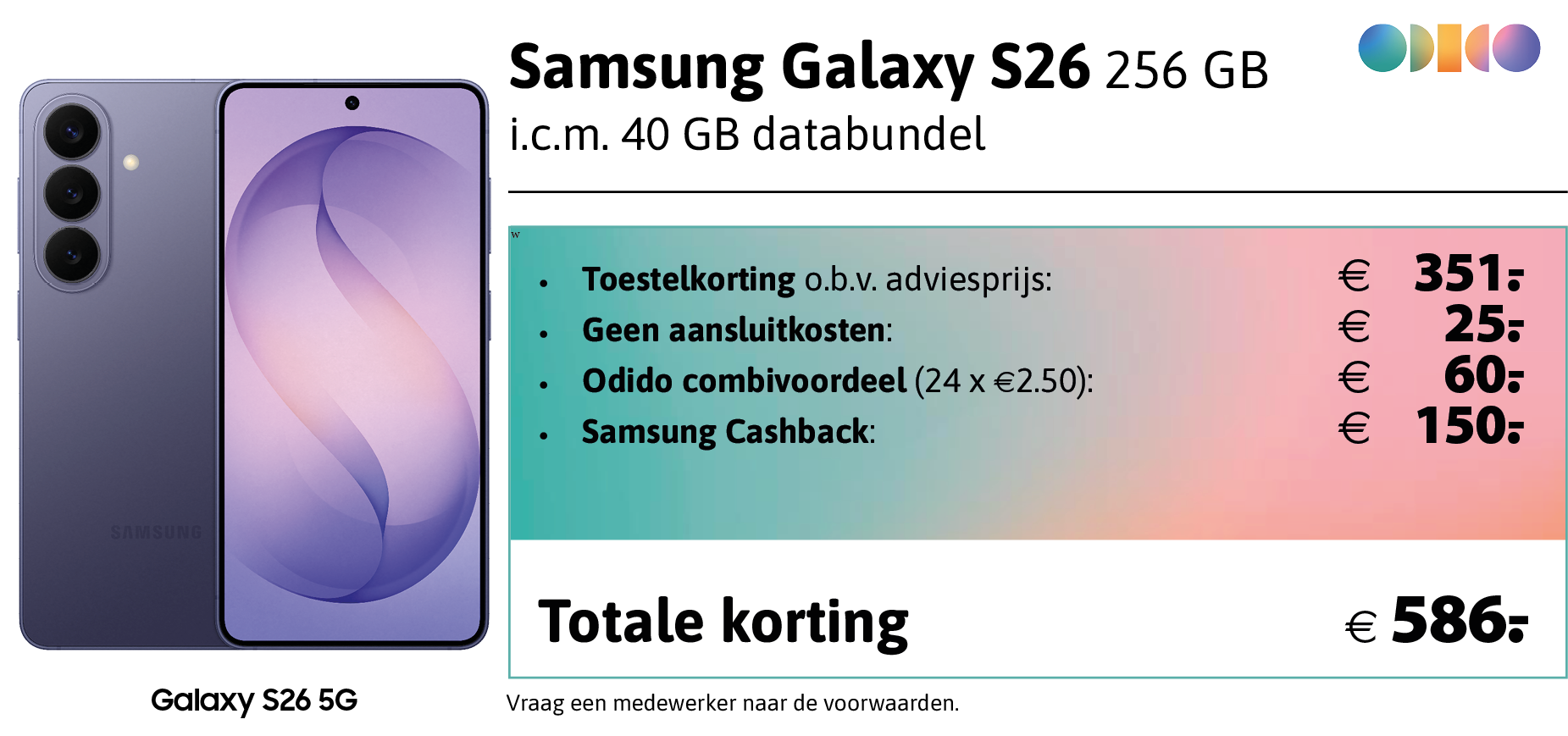 Samsung Galaxy S26 aanbieding Odido