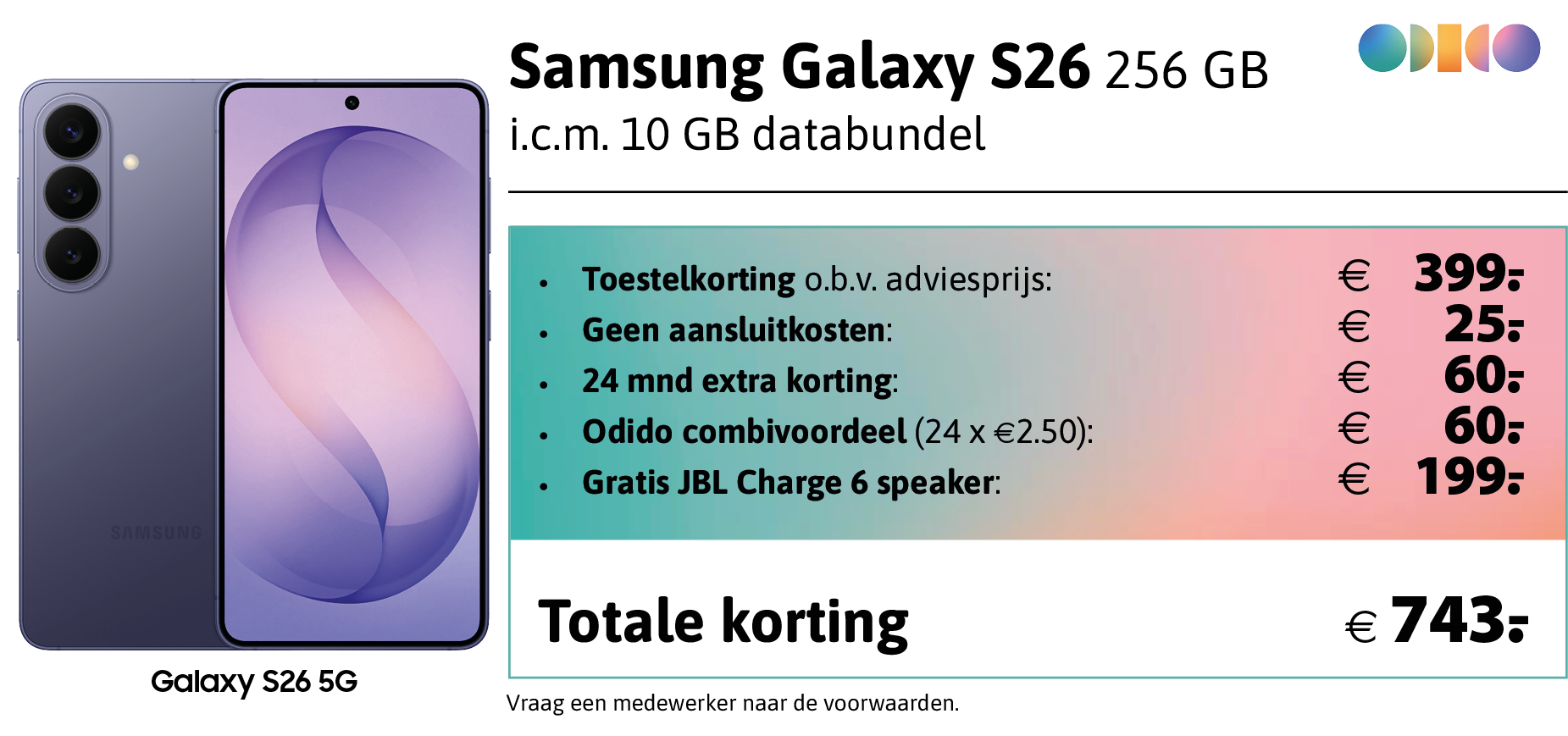 Samsung Galaxy S26 aanbieding Odido
