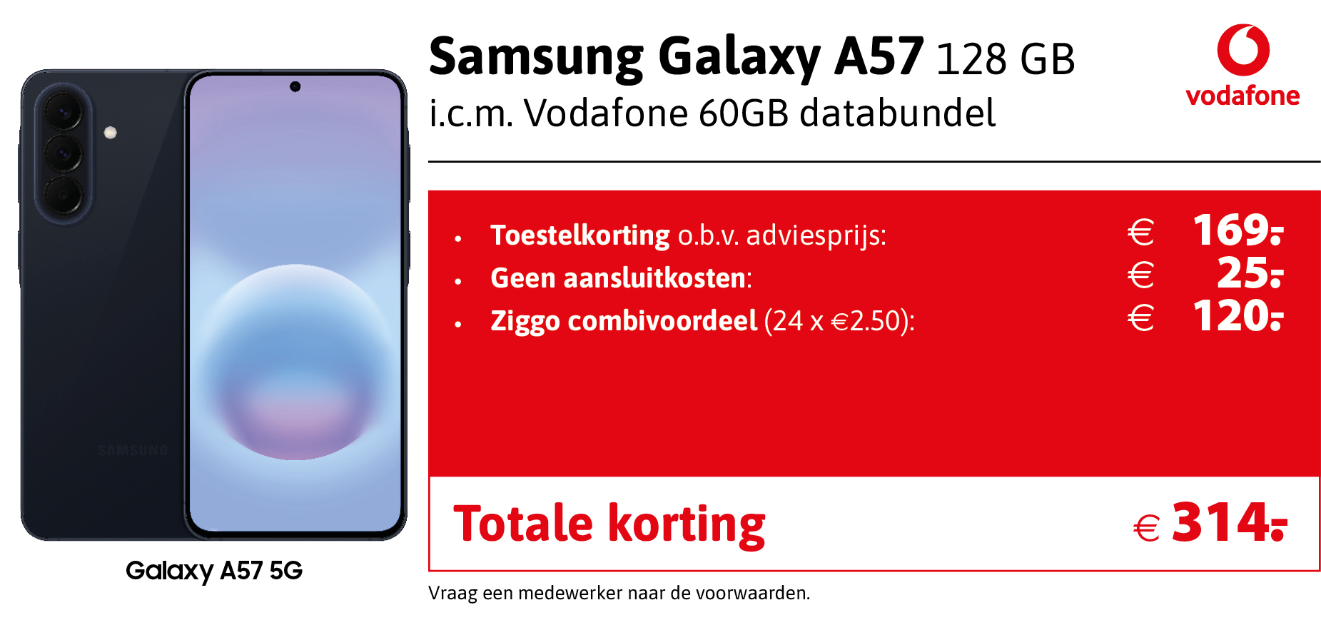 Samsung Galaxy A57 aanbieding Vodafone