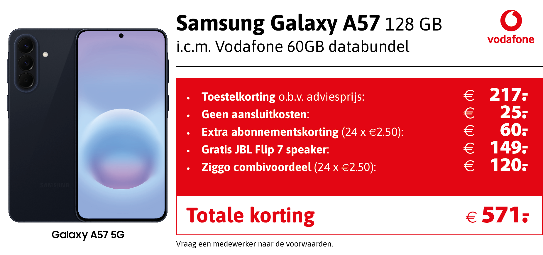 Samsung Galaxy A57 aanbieding Vodafone