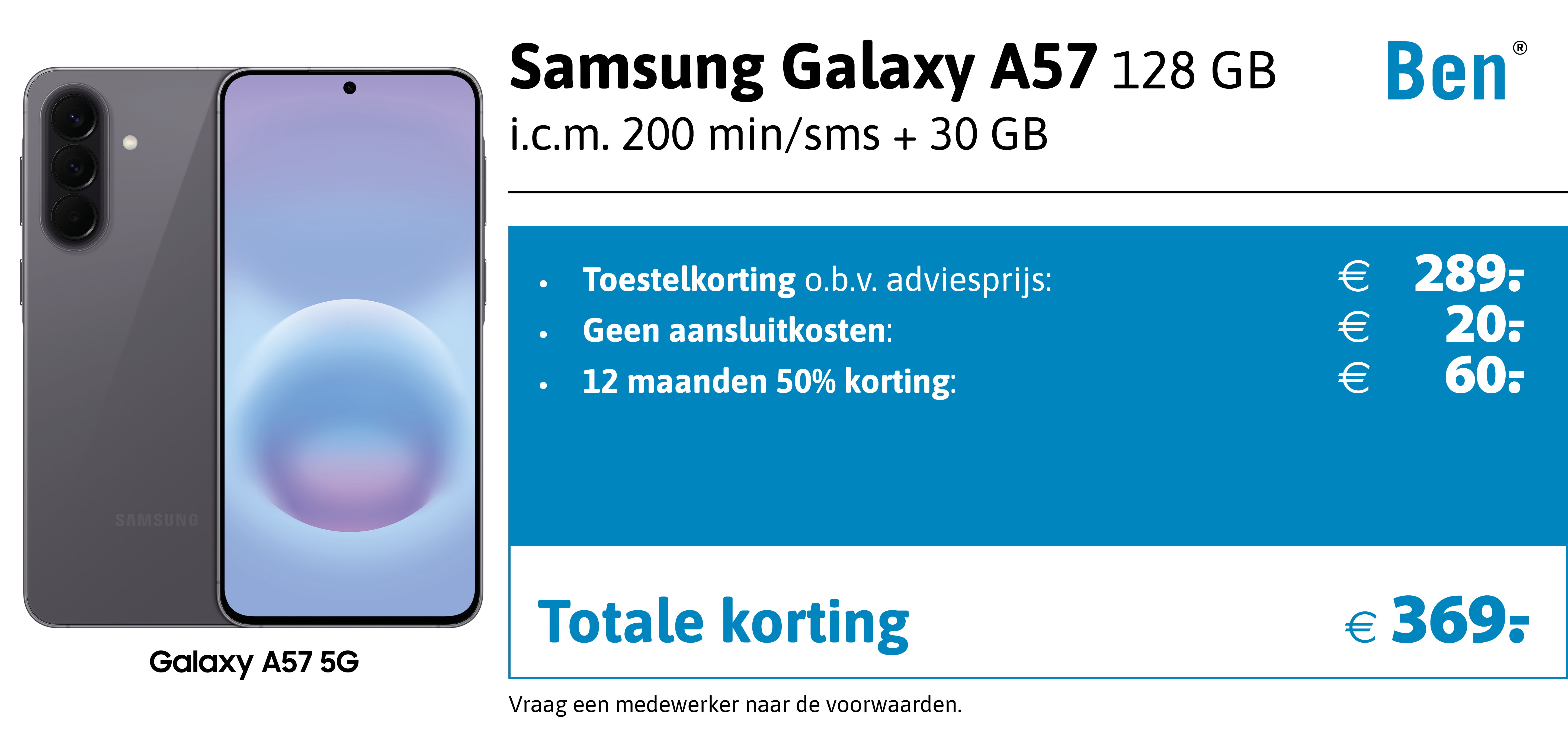 Samsung Galaxy A57 aanbieding Ben
