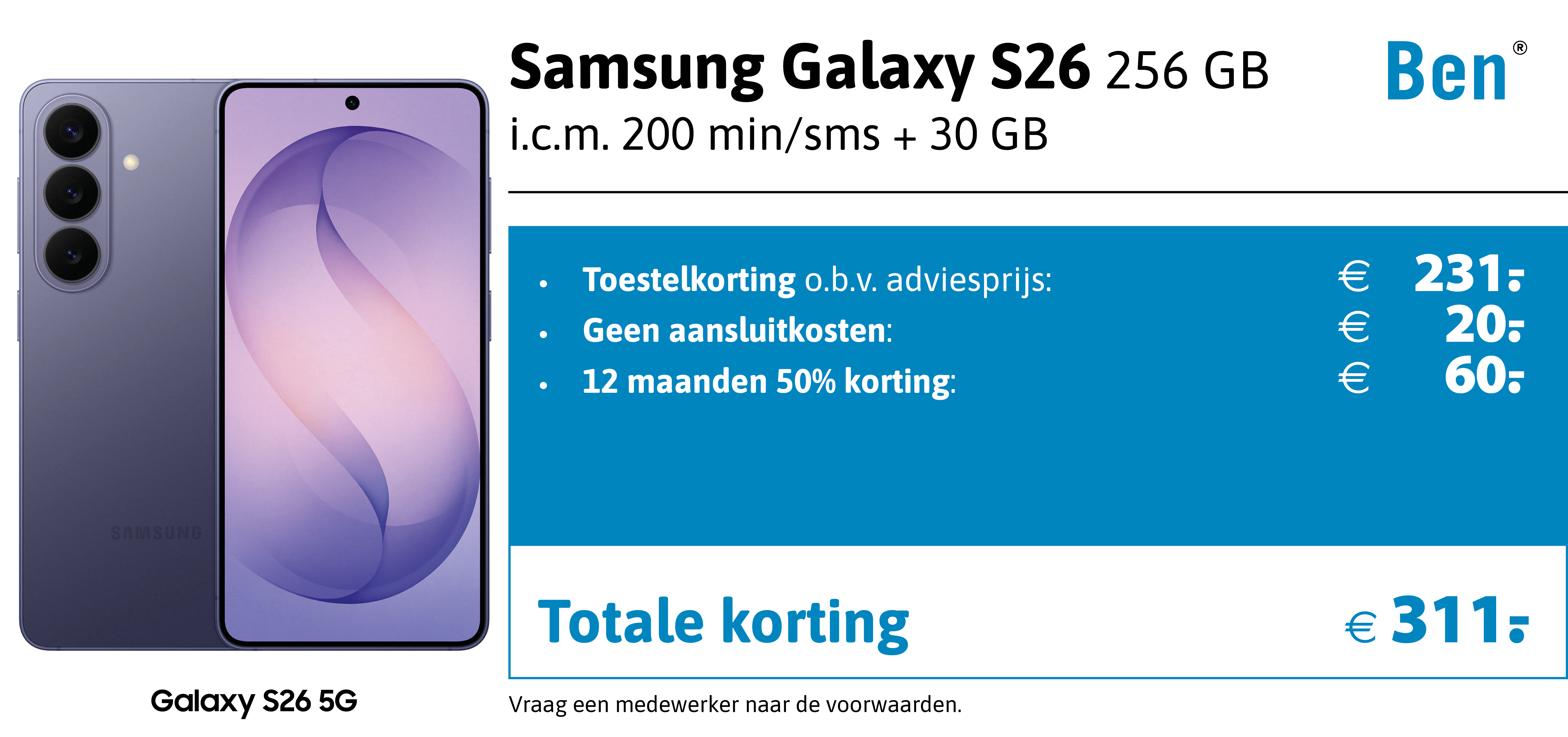 Samsung Galaxy S26 aanbieding Ben