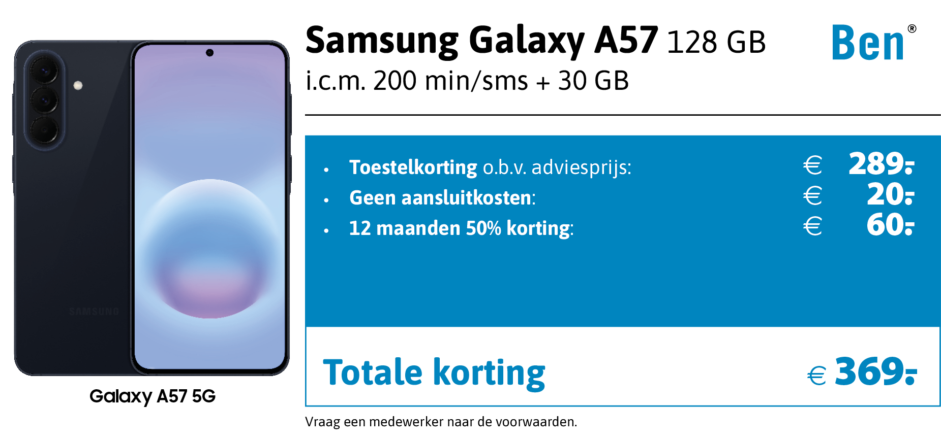 Samsung Galaxy A57 aanbieding Ben