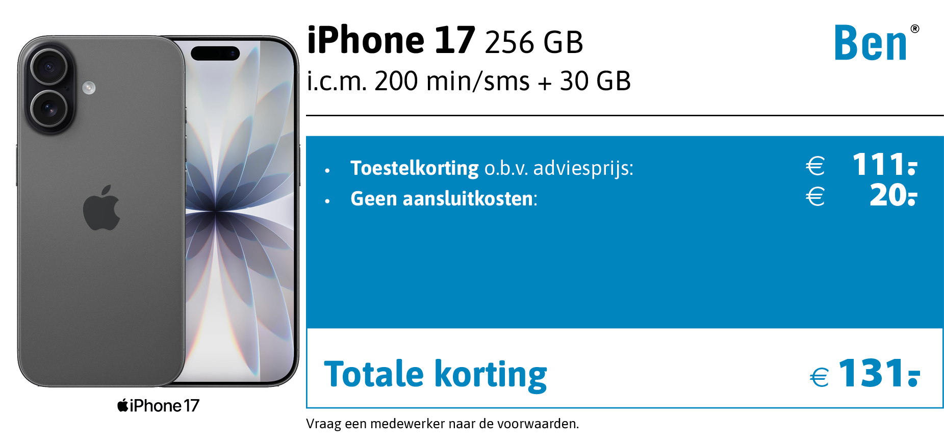 Apple iPhone 17 aanbieding Ben bij Welcom