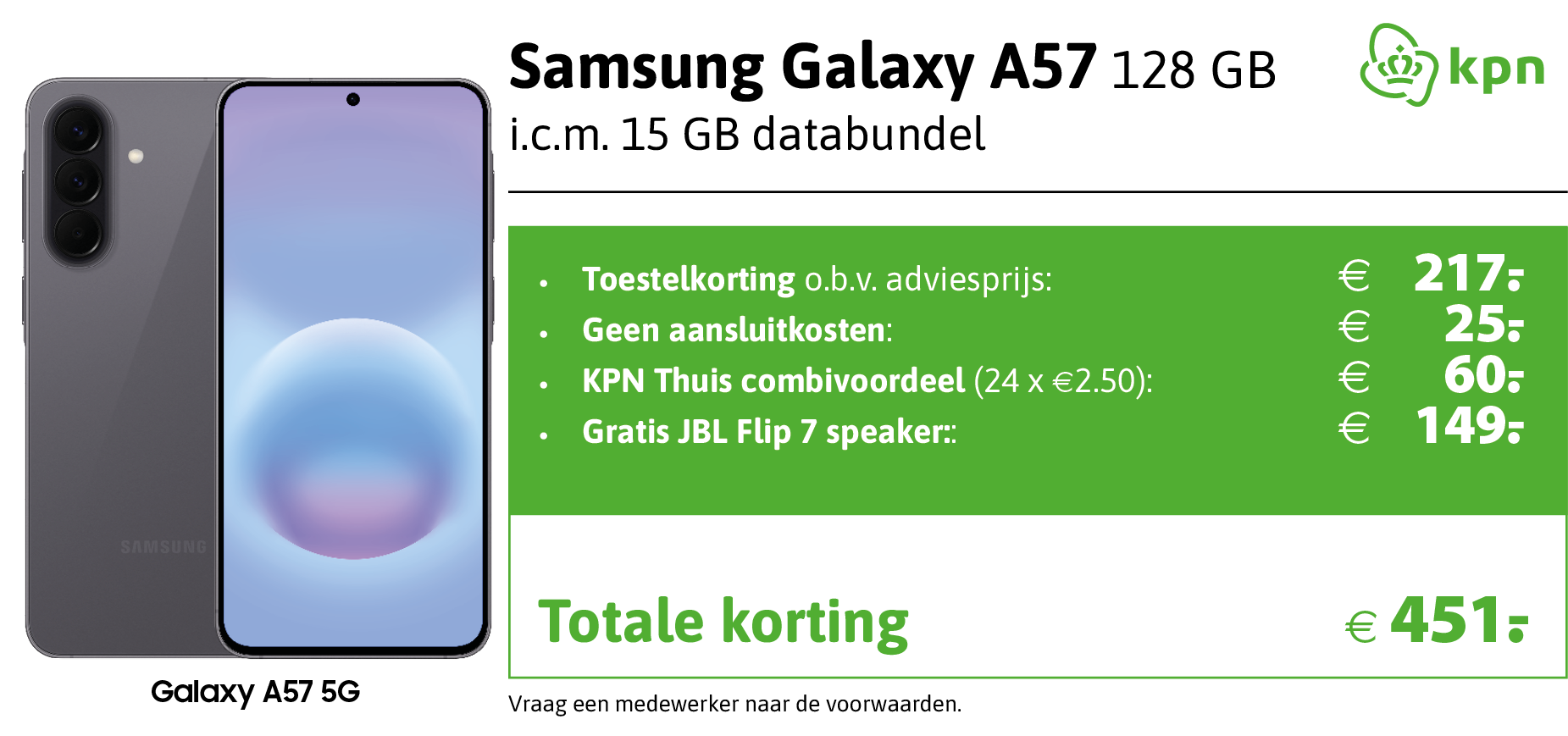 Samsung Galaxy A57 aanbieding KPN