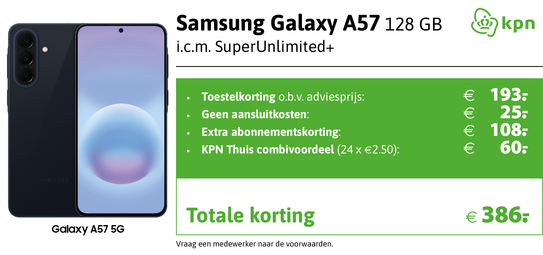 Samsung Galaxy A57 aanbieding KPN