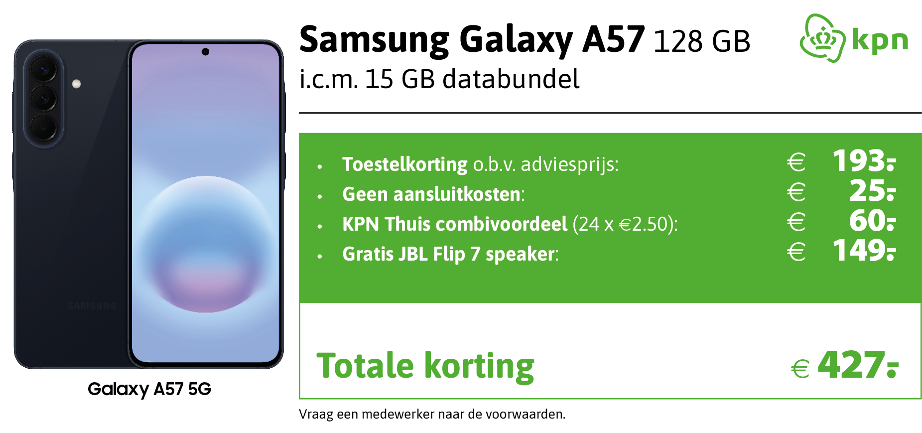 Samsung Galaxy A57 aanbieding KPN