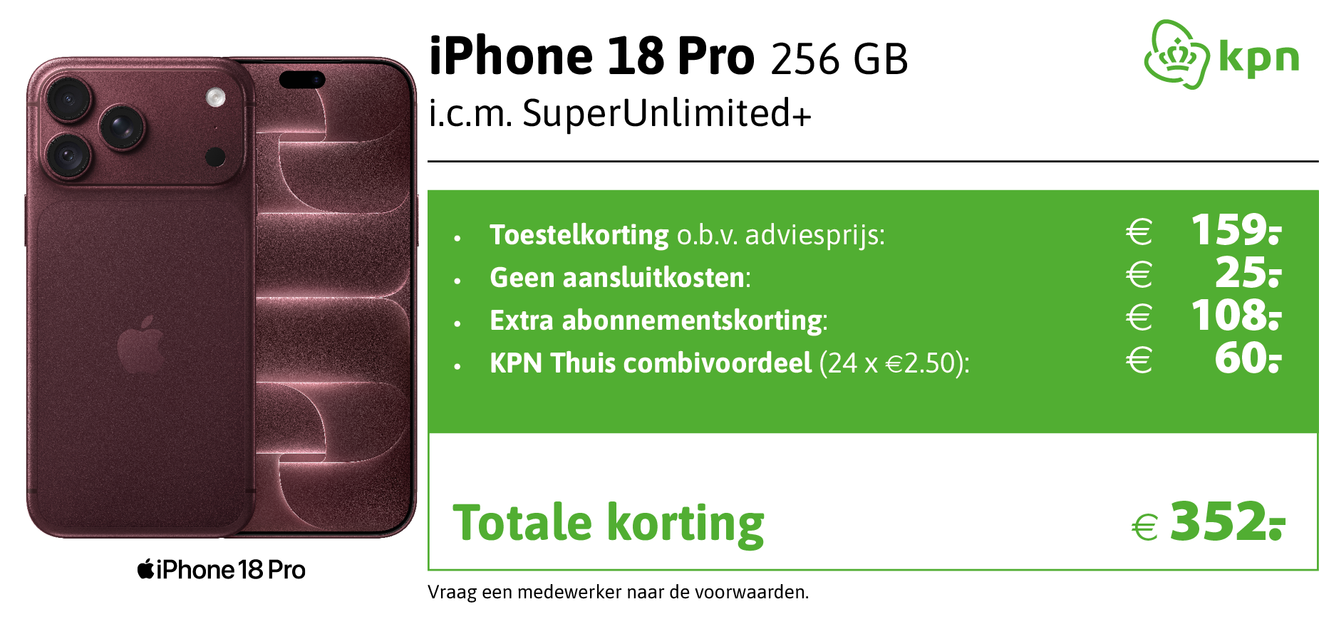 Apple iPhone 18 Pro aanbieding KPN