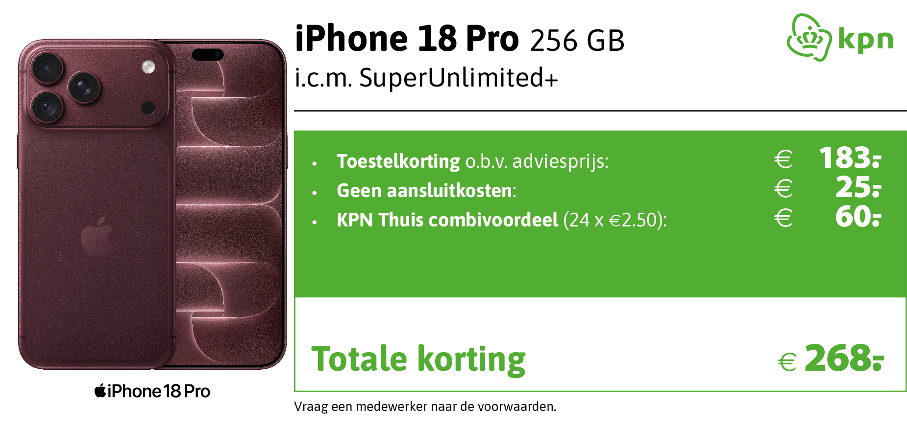 Apple iPhone 18 Pro aanbieding KPN