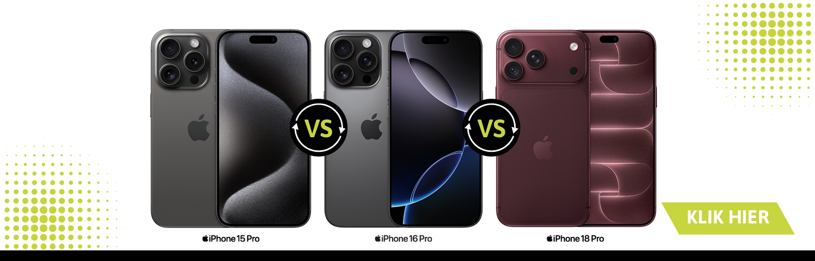 Lees hier alles over de verschillen tussen de iPhone 18 Pro vs iPhone 16 Pro vs iPhone 15 Pro.
