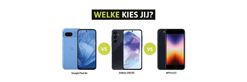 Google Pixel 8a versus Samsung Galaxy A55 versus iPhone SE