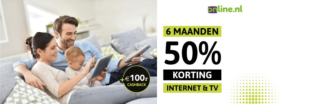 Online.nl: 6 maanden korting én €100 cashback!